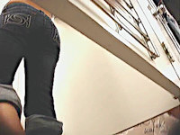 Get two pretty chicks in the fashion jeans that so tightly wrap their well shaped booties.